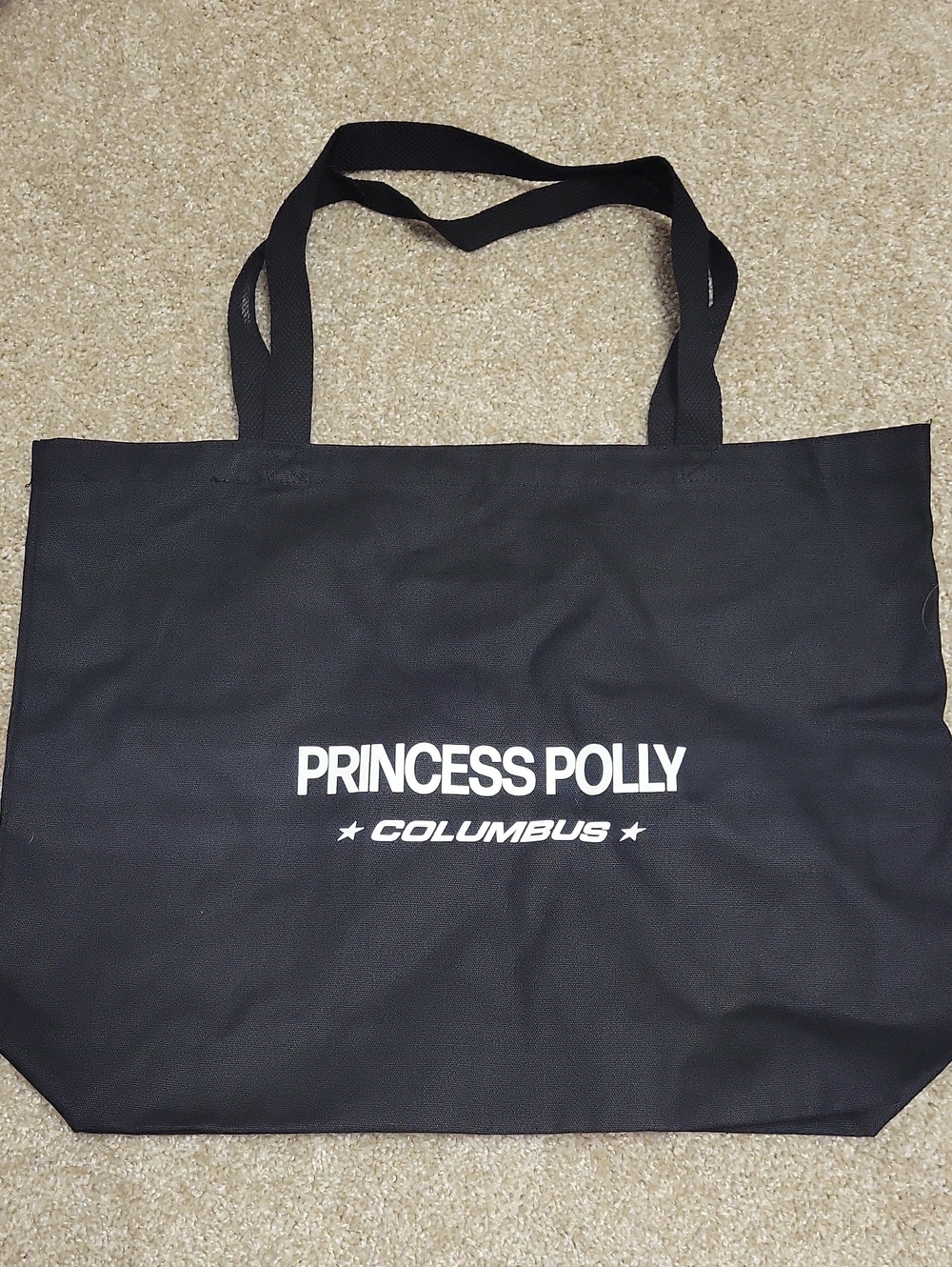 Princess Polly Black Tote with White Logo